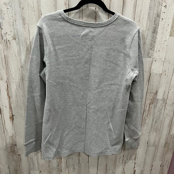 Duluth Trading Women's Heritage Working Thermal Henley Large Gray Waffleknit - Picture 4 of 6